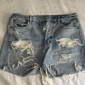 American Eagle Outfitters Light Blue Distressed Jean Shorts